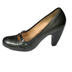 SOFFT Florentino Mary Jane Green Patent Leather Stacked 4” Heel. Size 9